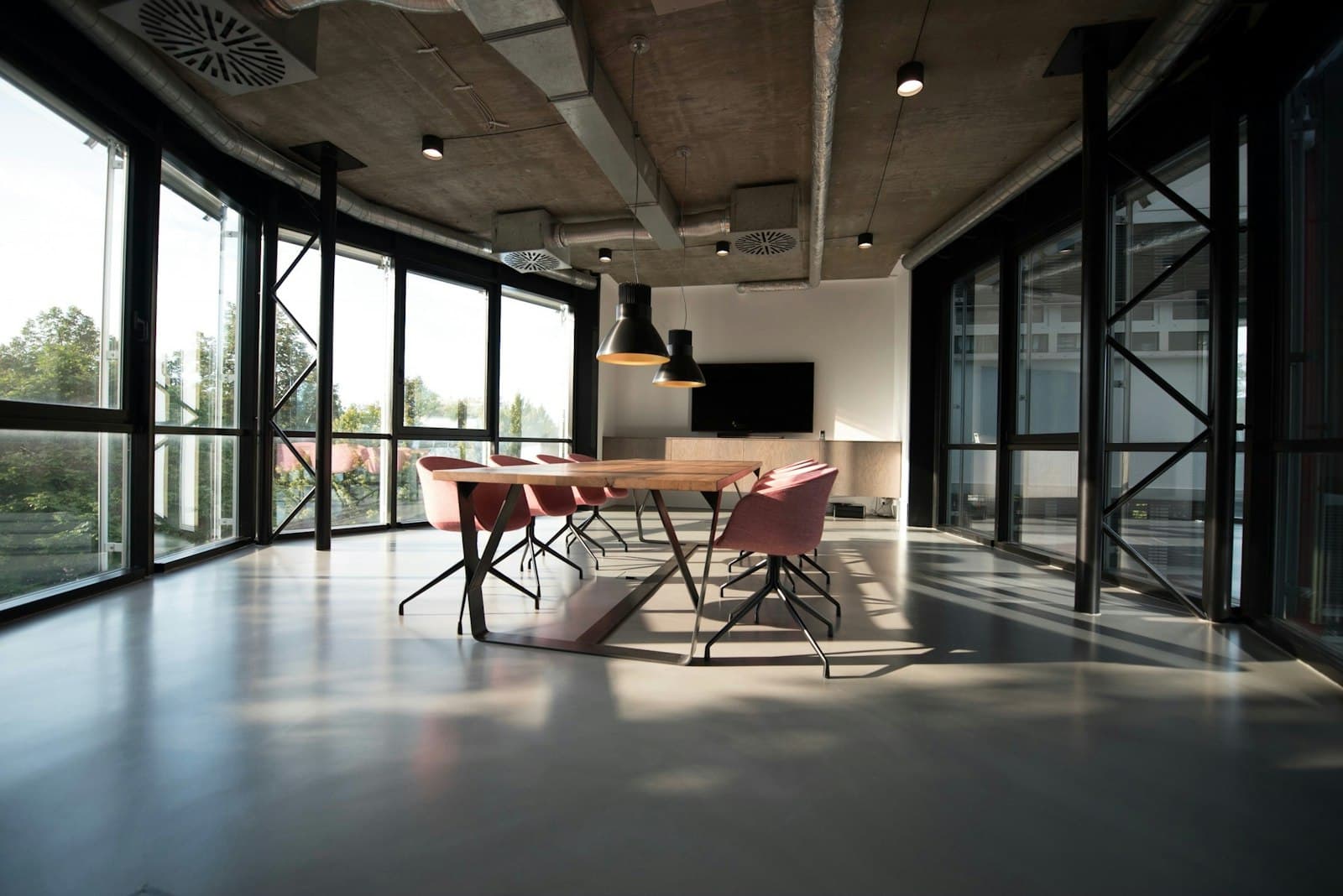 Modern professional office meeting area